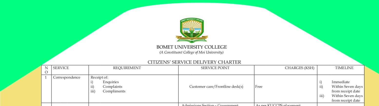 BUC Citizens Service Delivery Charter